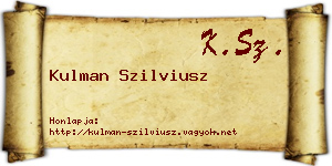 Kulman Szilviusz névjegykártya